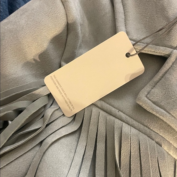 Fringe Suede Cropped Jacket - Light Beige - Picture 4 of 4